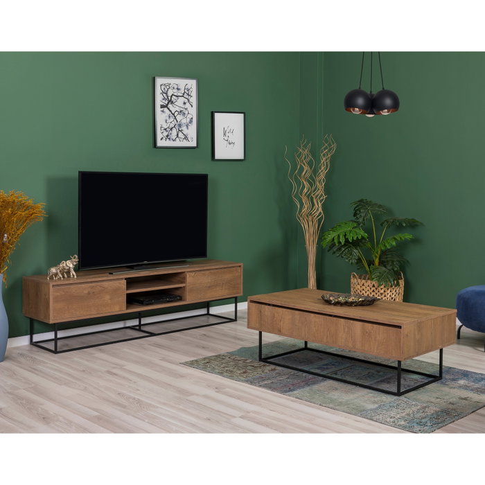 Hanah Home Laxus Takım 10 Conjunto de Muebles de Salón Nogal y Negro